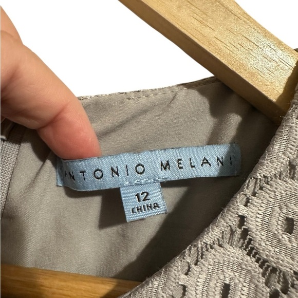 ANTONIO MELANI Gray Sleeveless Sheath Midi Dress Wedding Church Cocktail Size 12 - Picture 5 of 7